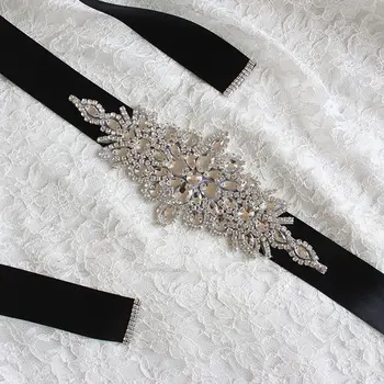 

Wedding Ribbons Bridal Belt Dress Prom Crystal Sashes Evening Party Handmade Rhinestones Waistband
