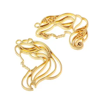 

8 Pcs/Set DIY UV Resin Epoxy Resin Crafts Material Metal Frame Hollow Lady Head Dress Exquisite Findings Charms Jewelry Necklace