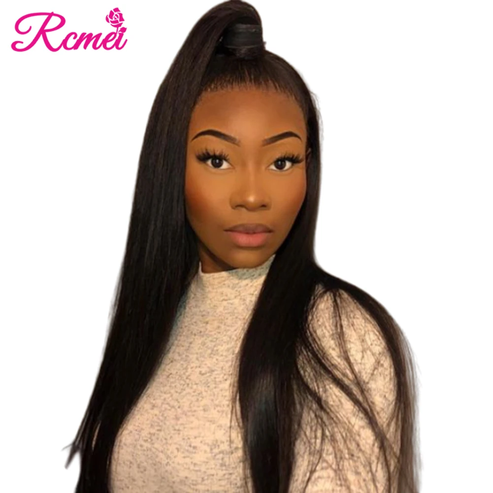 Rcmei 360 кружевных фронтальных париков бразильские прямые волосы Remy фронтальные