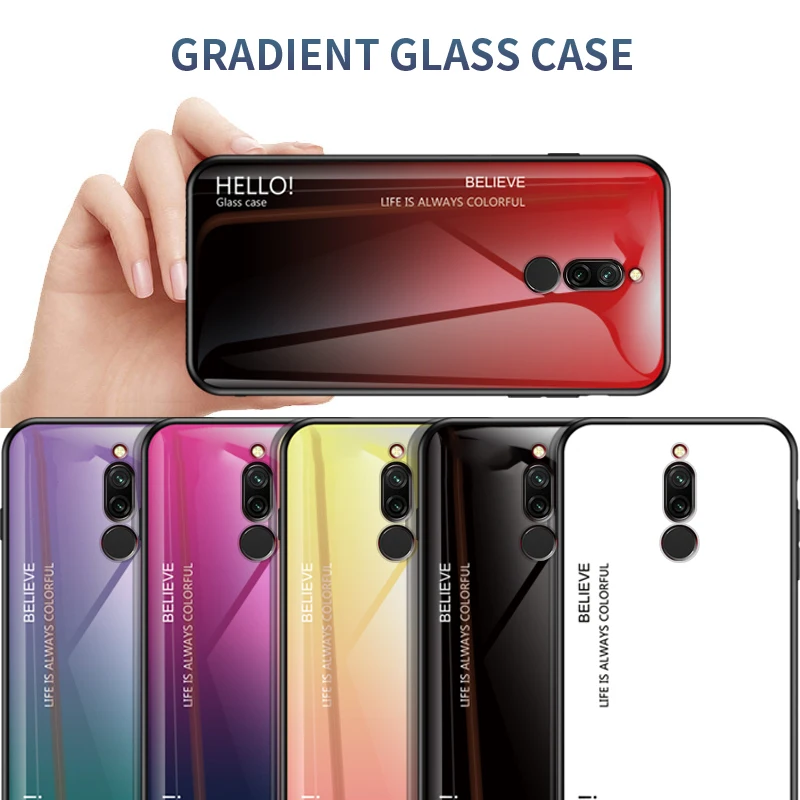 Для Xiaomi Redmi 8A чехол, противоударный чехол на заднюю панель, градиентный чехол из закаленного стекла для телефона для Redmi 8A 8 A чехол, защитный чехол