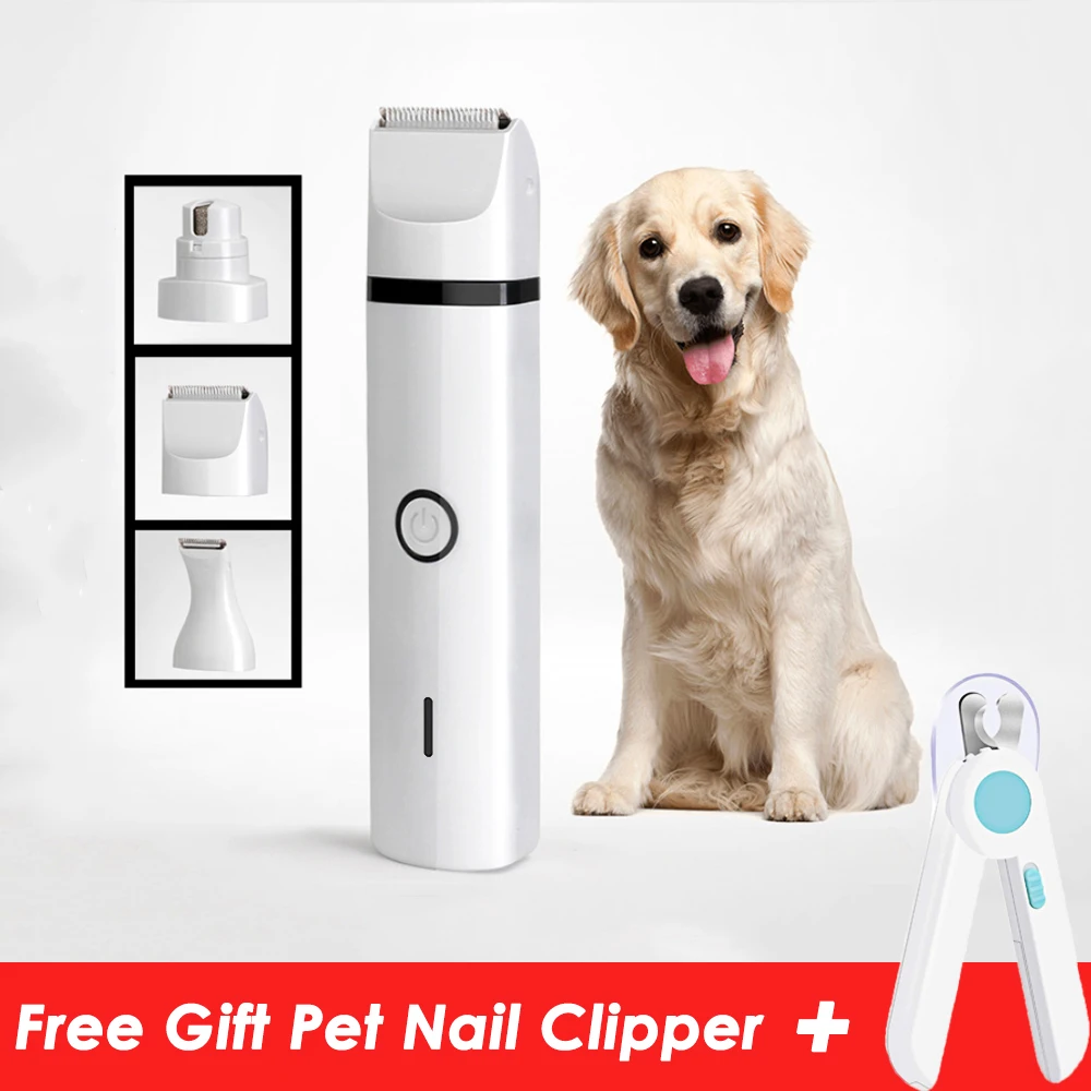 

Free Gift 3-in-1 Pet Nail Grinder Kit By USB Charged Painless Mute For Dog Cat Paws Hair Care Pet Grooming Kit Hair Trimmer Tool