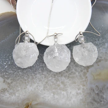 

Large Raw Crystal Perfume Bottle Pendants,Plated Silvers Necklace Natural Gems Quartz Nugget Essential Oil Diffuser Vial Charms