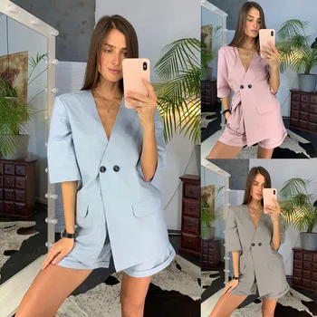 

Spring summer Women two piece set Casual tops + shorts plus size Top Female Office Suit Set Women's 2 Piece Set женский костюм