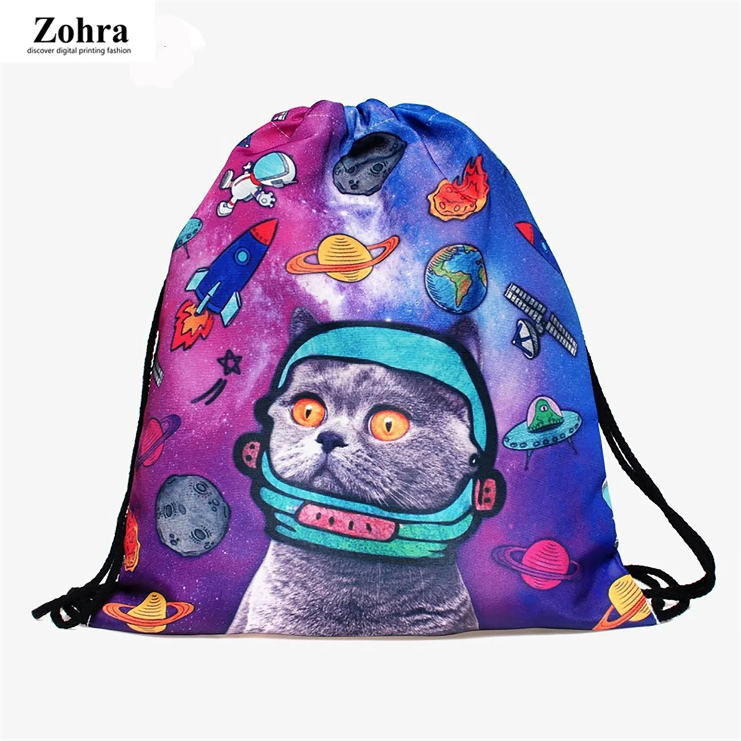 

Zohra New Style 3D Digital Printing Drawstring Bag Shopping Storage Drawstring Backpack Non-woven Bag
