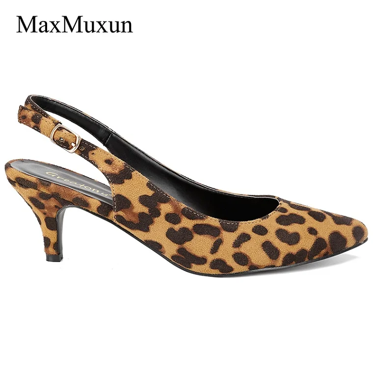 leopard MaxMuxun/женские классические туфли-лодочки на каблуке «рюмочка» со змеиным принтом; цвет коричневый, черный; изящные туфли-лодочки - Цвет: leopard