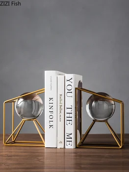 

Creative Nordic expensive metal Crystal ball bookshelf Storage Decorative ornaments Crafts Modern home decoration figurines