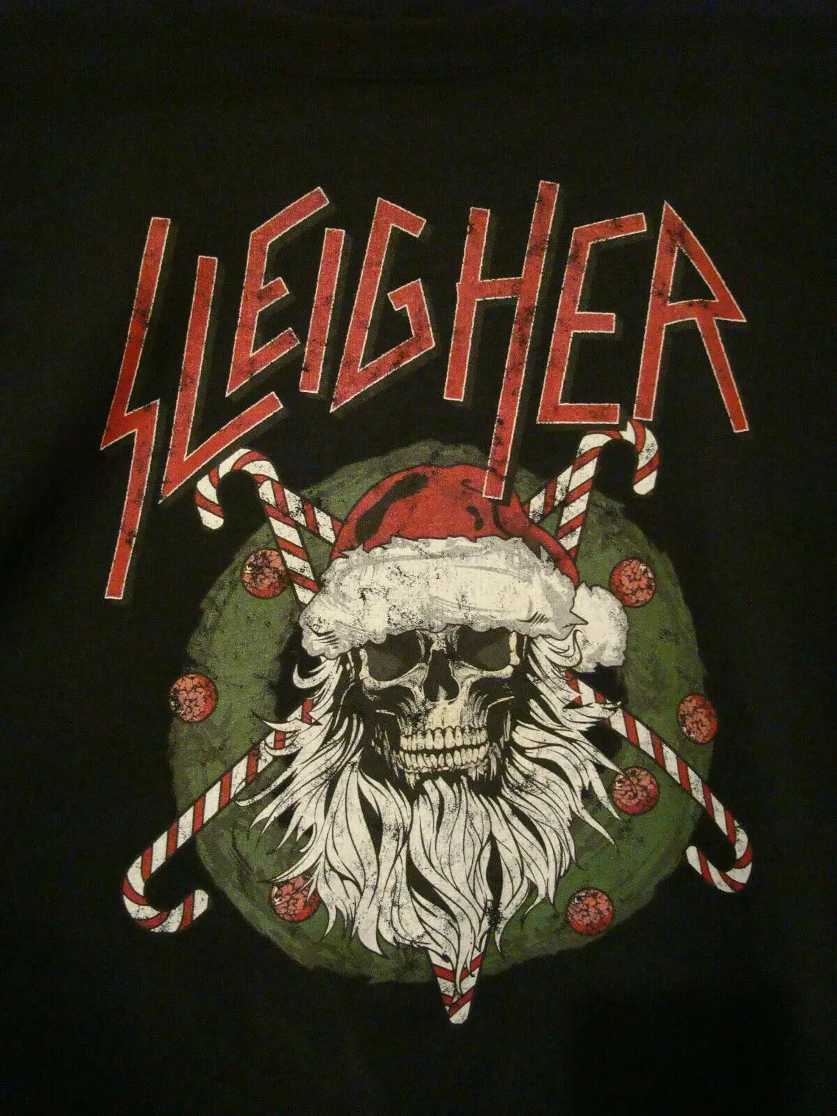 SLAYER Sleigher Рождество череп металл рок пот рубашка 2XL мужские Редкие! Топ тройник хлопок юмором Мужская футболка с круглым вырезом под горло