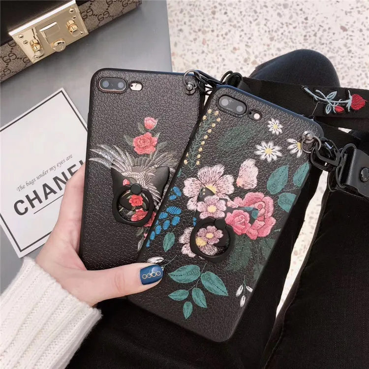 Для iphone XR X Xs max элегантный цветочный чехол мягкий TPU ремешок для запястья шеи для iphone 7 8 6 6s Plus