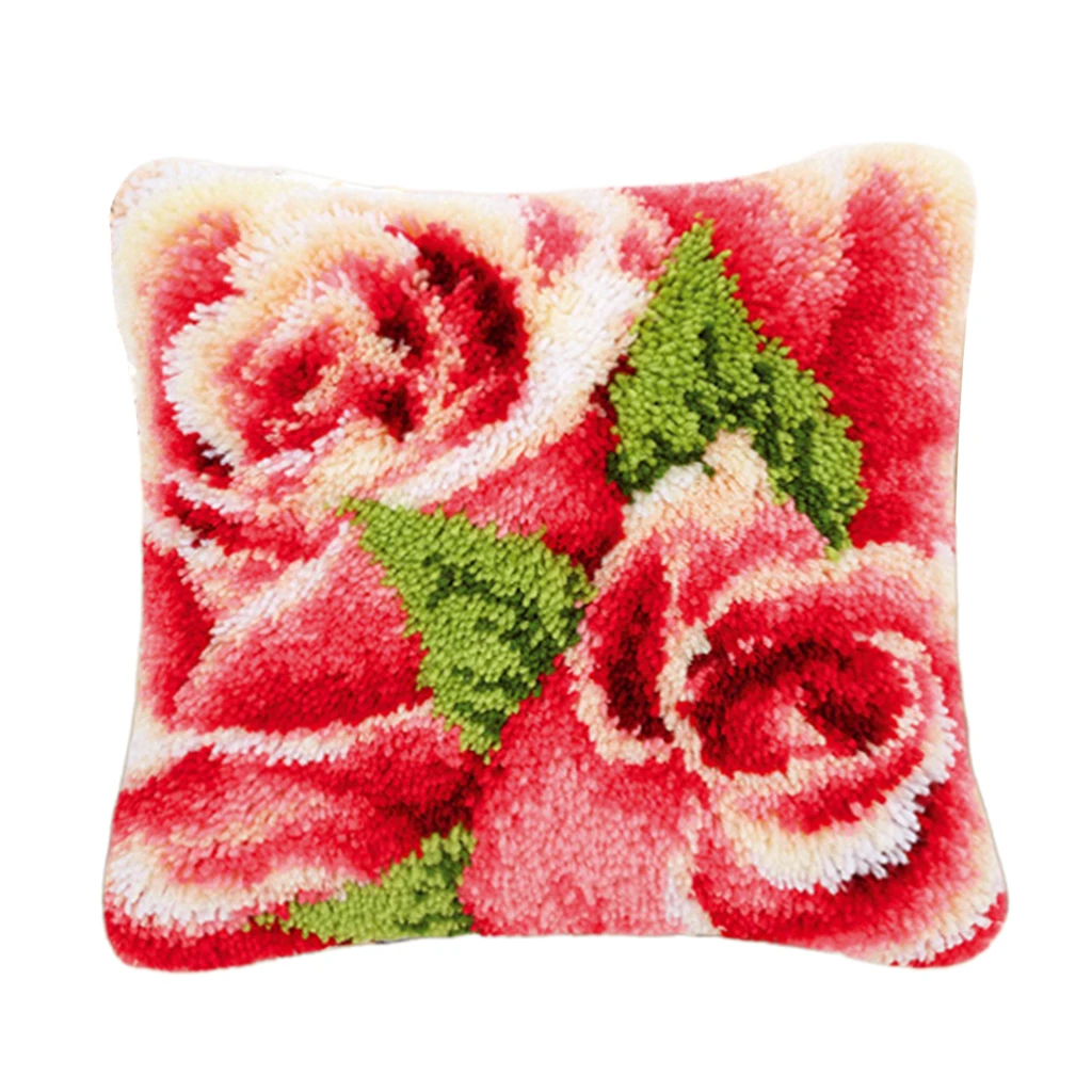 DIY Crochet Yarn Kits,Needlework Latch Hook Kit Unfinished Crocheting Rug Yarn Cushion Embroidery Carpet Set (43 x 43cm)