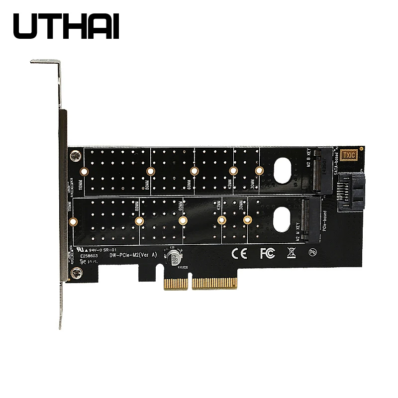 Uthai T15 PCIe к M.2 NVMe SSD адаптер NGFF карта 110 мм M Key plus B ключ двойной карты расширения PCI-E X4 X8 X16 Fit 2 Msata SSD