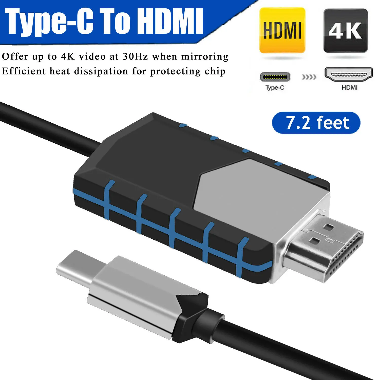 Аудио-видео кабель USB C к HDMI 4K адаптер Тип HDTV для huawei mate 20 macBook pro 2018 galaxy S9 USB-C |