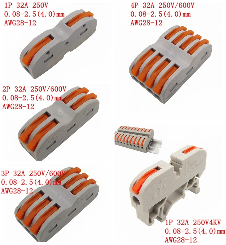 Компактный проводной разъем проводки, проводниковый блок 0,08-2.5mm2 214 218 222 412 222 413 222 415 SPL-2 3