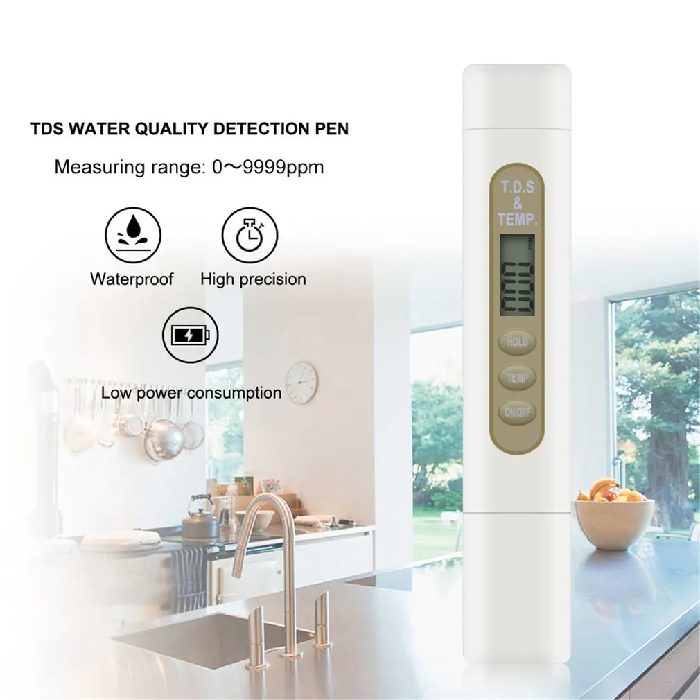 Portable Digital TDS/Temp Meter Detector Aquarium Water Quality Purity Tester Pen Filter Measuring Tool