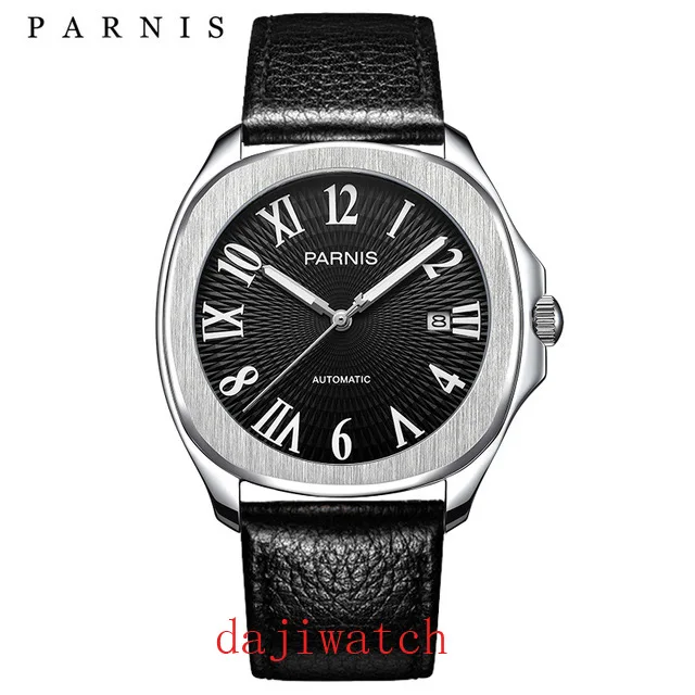 Parnis40mm 821A Miyota синий циферблат данных сапфир Vidro dos homens Relógio automatico iluminaçao Luminosa2019