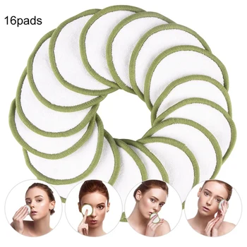 

Reusable Makeup Remover (16pc) with Washable Bag Organic Bamboo Fiber Cotton Suitable for All Skin Types Cotton