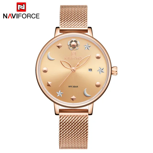 Rose Rose-Steel Часы naviforce женские роскошные брендовые Модные кварцевые женские часы водонепроницаемые наручные часы простые часы для девочек Relogio Feminino - Цвет: Rose Rose-Steel