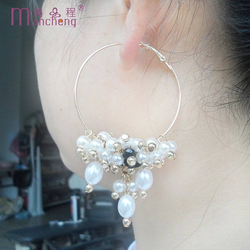 Fnaf 2 Rupee Item Bohemia Pearl Crystal Orecchini A Cerchio Vintage Donna Circle 50Mm Pendientes Muslimah Coulti-Appendigli Boucle Oreille Femme