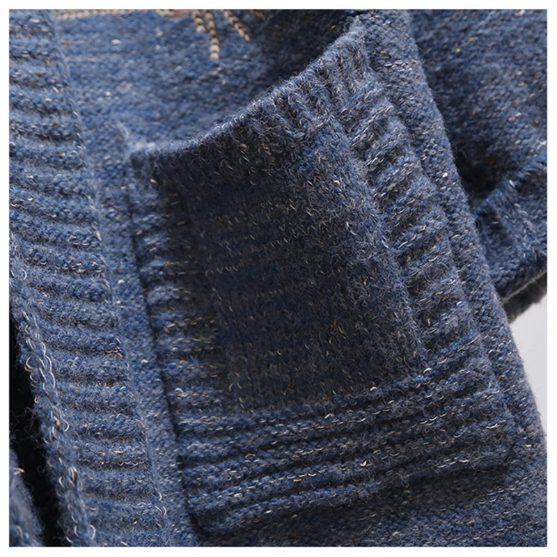 Autumn Winter Women Medium Long Sweater Thick Long Sleeve Cardigan knitted Jacket Embroidery Loose Outerwear Warm Korean Casual