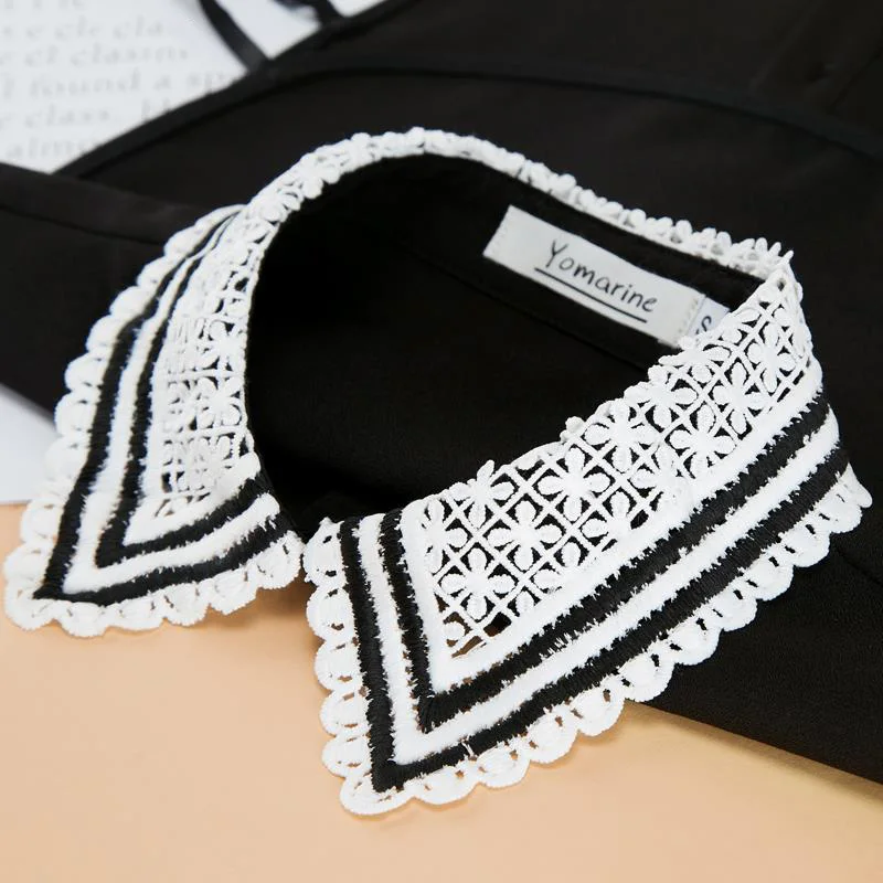 

Elegant Lace Detachable Collars For Women White Lapel Fake Collar Ladies Blouse Half Shirt False Collar Decro Faux Col Chemisie