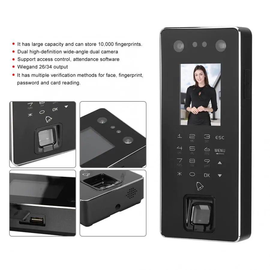 TCP/IP отпечаток лица Пароль Система контроля доступа дверь ID Card Reader Wiegand 26/34 100-240 В