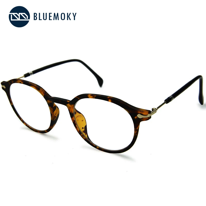 BLUEMOKY Винтаж круглые прозрачные очки с диоптриями рамка унисекс оптическая оправа для очков, при близорукости рамки Eyeglasses способа поддельные очки - Цвет оправы: 003