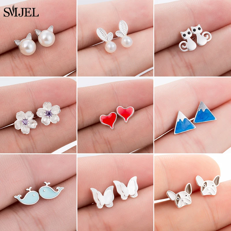 2021 orecchini minimalisti Color argento per ragazze orecchini a bottone delicati con perle di gatto orecchini da balletto piccoli gioielli da donna brincos