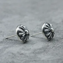 Чистое Серебро S925 серебро щит с десятью крест, оформленный цветами шпильки S925 Серебряные серьги Модные ювелирные изделия