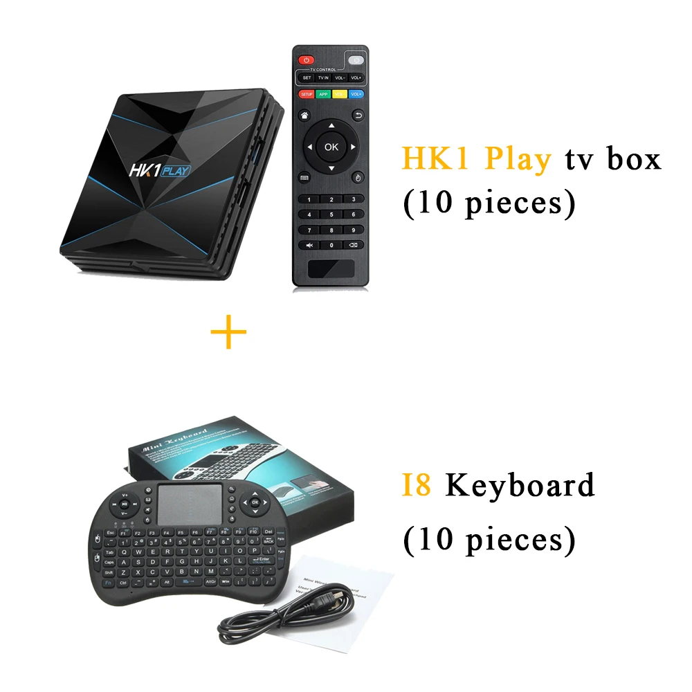20 шт./партия, DHL бесплатно(10 шт.) Android 9,0 Smart tv Box HK1PLAY 2G/4G 16G/32G/64G/128G и(10 шт.) i8 Клавиатура