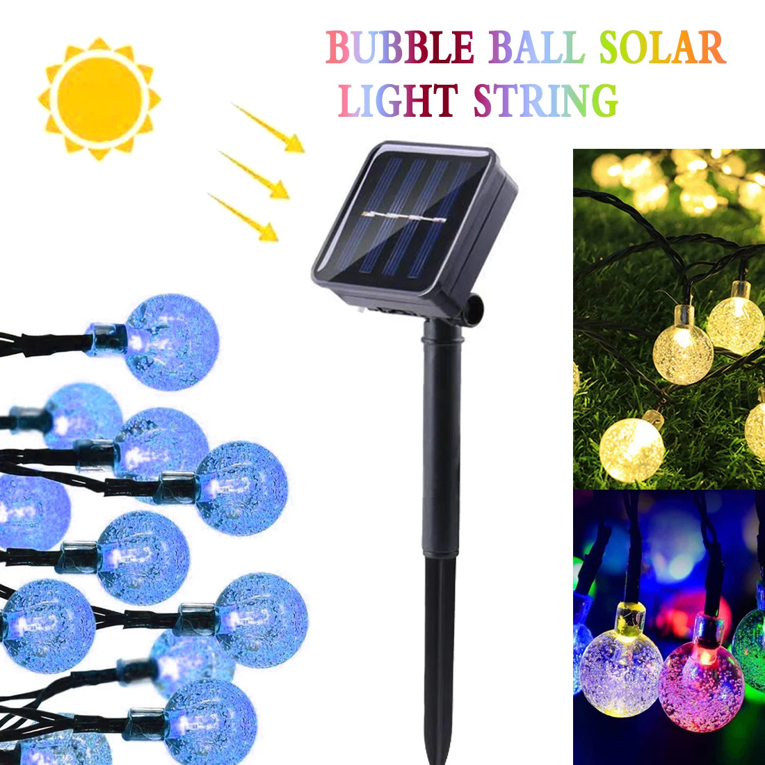 

LEDS Crystal ball Solar Lamp Power LED String Fairy Lights Solar 5M/6.5M/9.5M 20/30/50LEDS