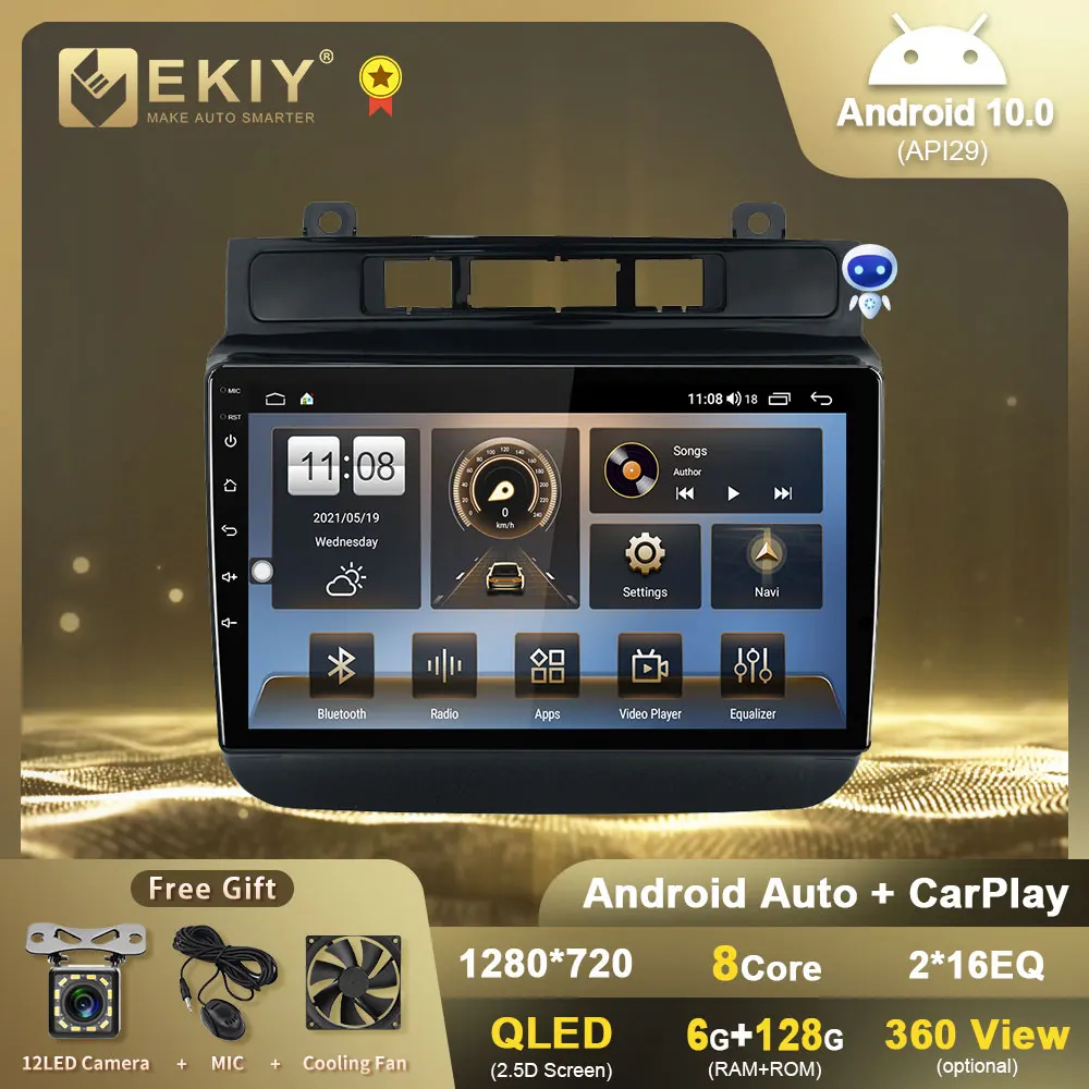 EKIY 1280*720 QLED Android 10 0 Авторадио 6G + 128G для Volkswagen Touareg FL NF 2010-2018 Автомобильный
