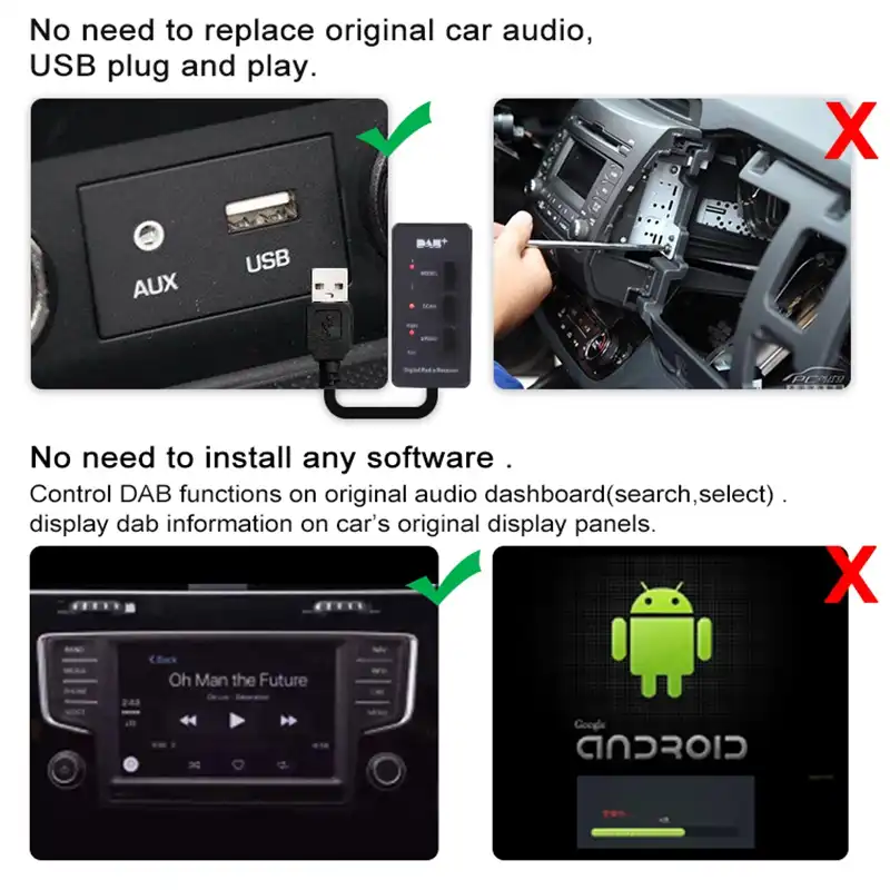 Автомобильный DAB/DAB + приемник, цифровой радио тюнер, приемник, о-вещательный приемник для автомобиля, стерео