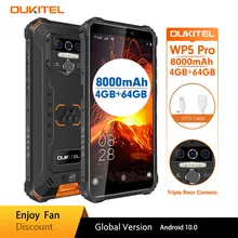 OUKITEL – Smartphone WP5 Pro, téléphone portable robuste IP68, 4 go 64 go, 8000mAh, 5.5 pouces HD +, Octa Core, android 10, Triple caméra 13mp