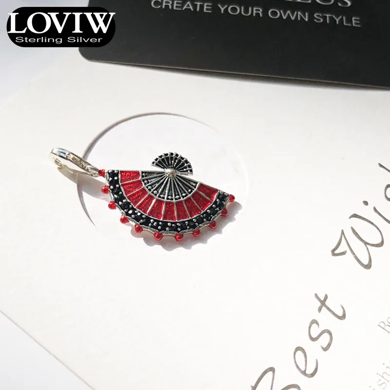 Кулон красный вентилятор, Фирменная Новинка Модные украшения Thomas SABOR Стиль Мода 925 пробы серебра, подарок для женщины, Прямая