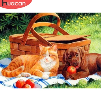 

HUACAN Diamond Painting Cat Full Square Round Craft Kit New Arrival Diamond Embroidery Animal Mosaic Needlework Home Decor