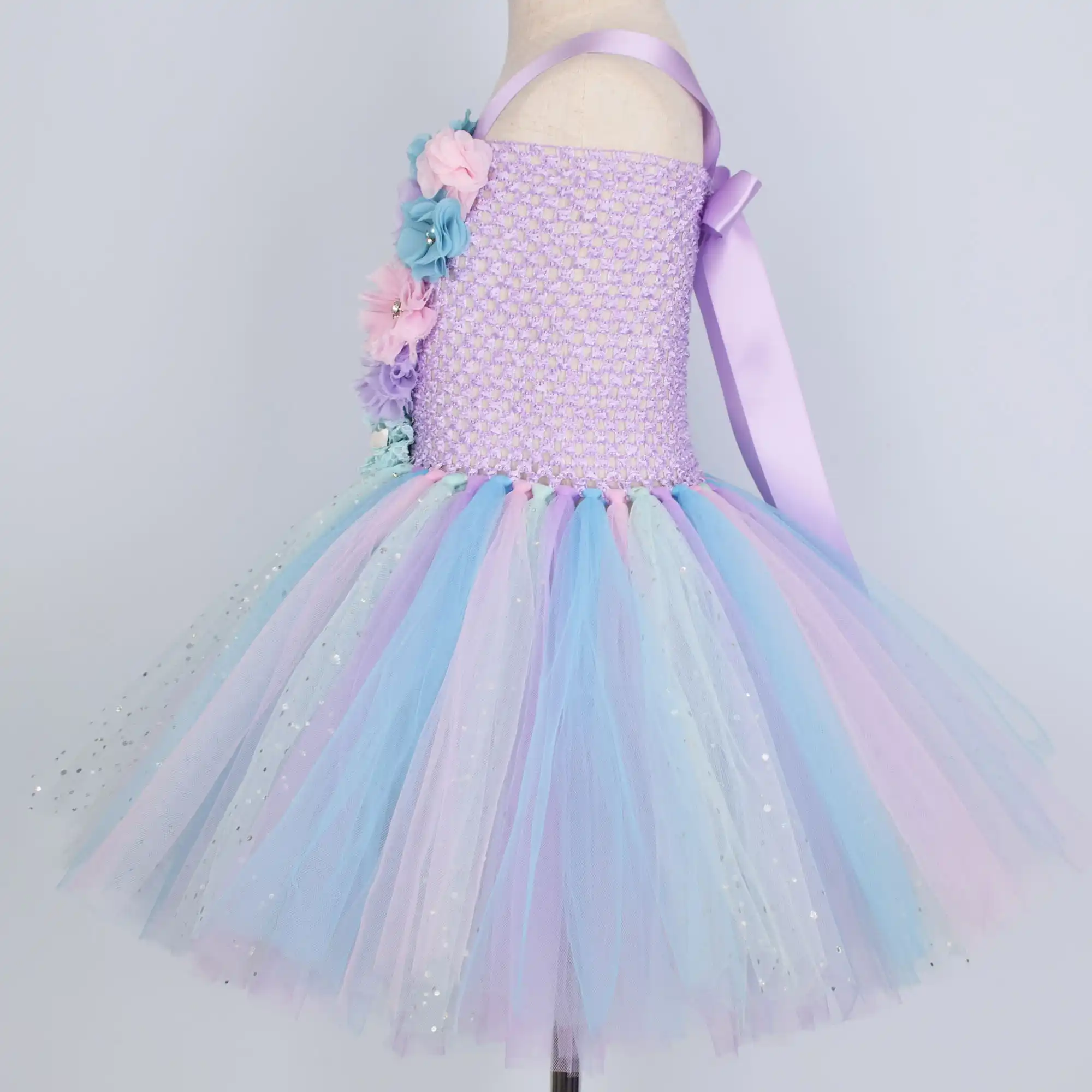 Ragazze Pastello Della Sirena Vestito Dal Tutu Sotto Il Mare A Tema Festa Di Compleanno Costume Con La Fascia Del Fiore Oceano Di Fiori Abiti 1 12y Abiti Aliexpress