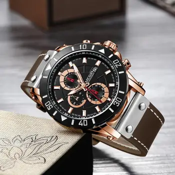 

Relogio Masculino MEGIR Brand Quartz Men Watches Brand Luxury Rose Gold Chronograph Clock Men Fashion Sport Wristwatch For Men