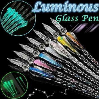 

with 7ml Ink Transparent Crystal Signature Pen Glass Dip Pen Glass Signature Pen Novelty Drawing Vintage Art Supplies Creative