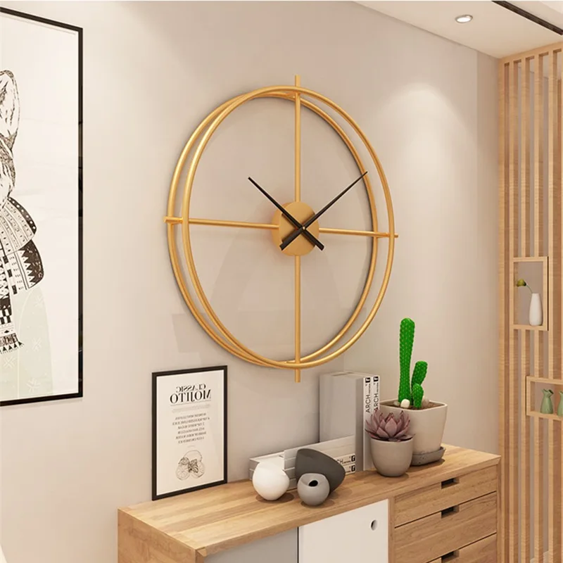 16 дюймов простые 3d европейские немые настенные часы для украшения дома и офиса Ретро двойные металлические трубы домашние часы винтажные Подвесные часы