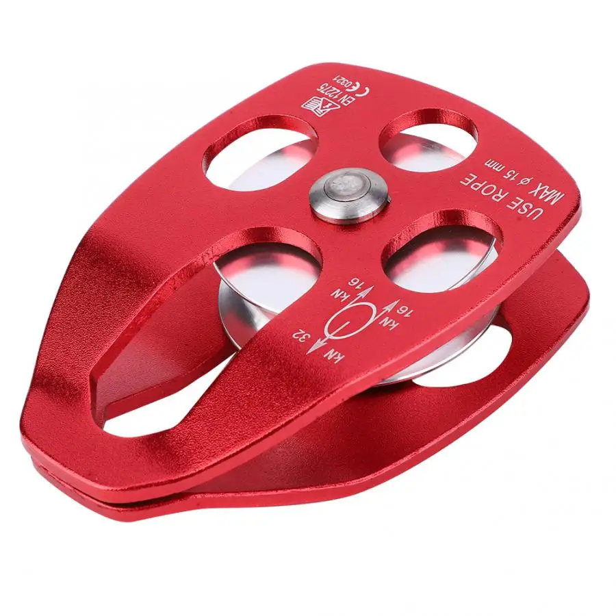32KN Fixed Tree Rock Climbing Single Pulley Rappelling Arborist Rescue Pulley Side Plate