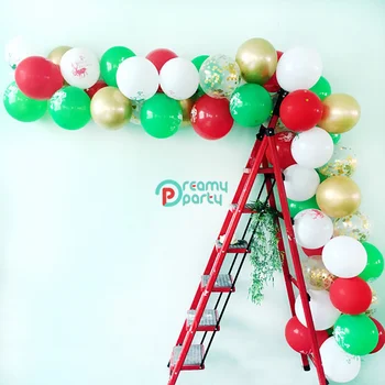 

1set Christmas Balloons Garland Arch Kit Pull Flag Happy New Year Christmas Red Green Party Decoration Supplies Foil Balloon