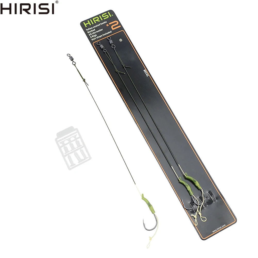 

Carp Fishing Hook Link with Coated Line Ready Made Fishing Hair Rigs with Barbed Hook and Boilie Stoppers