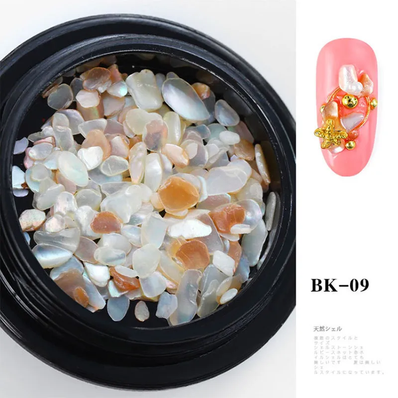 BK-09 Lamemoria, 1 коробка, 3D оболочка, необычные украшения для ногтей, УФ-гель, слайдер для ногтей, мерцающие жемчужные украшения, советы для маникюра - Цвет: BK-09