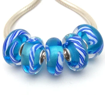 

JGWGT 1123 5X 100% Authenticity S925 Sterling Silver Beads Murano Glass beads Fit European Charms Bracelet diy jewelry Lampwork