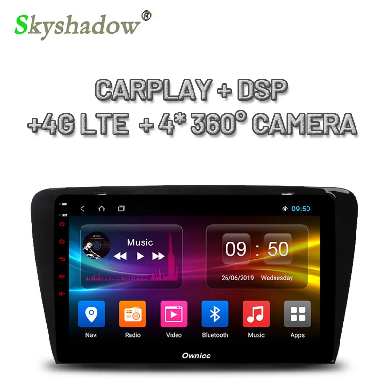 DSP ips панорамная камера Android 9,0 4 Гб+ 64 ГБ Автомобильный dvd-плеер gps карта Радио Bluetooth Wi-Fi для Skoda Octavia- A7
