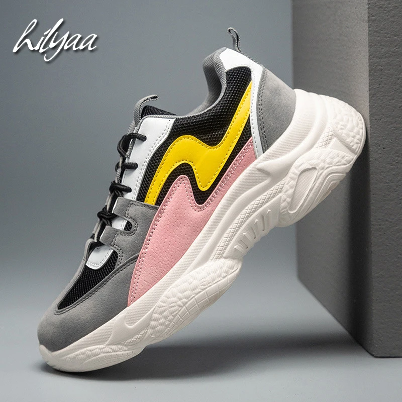 

HILYAA New Fashion Platform Sneakers Microfiber Fabric Pu Mesh Female Brand Shoes Ladies Comfortable Casual zapatillas mujer