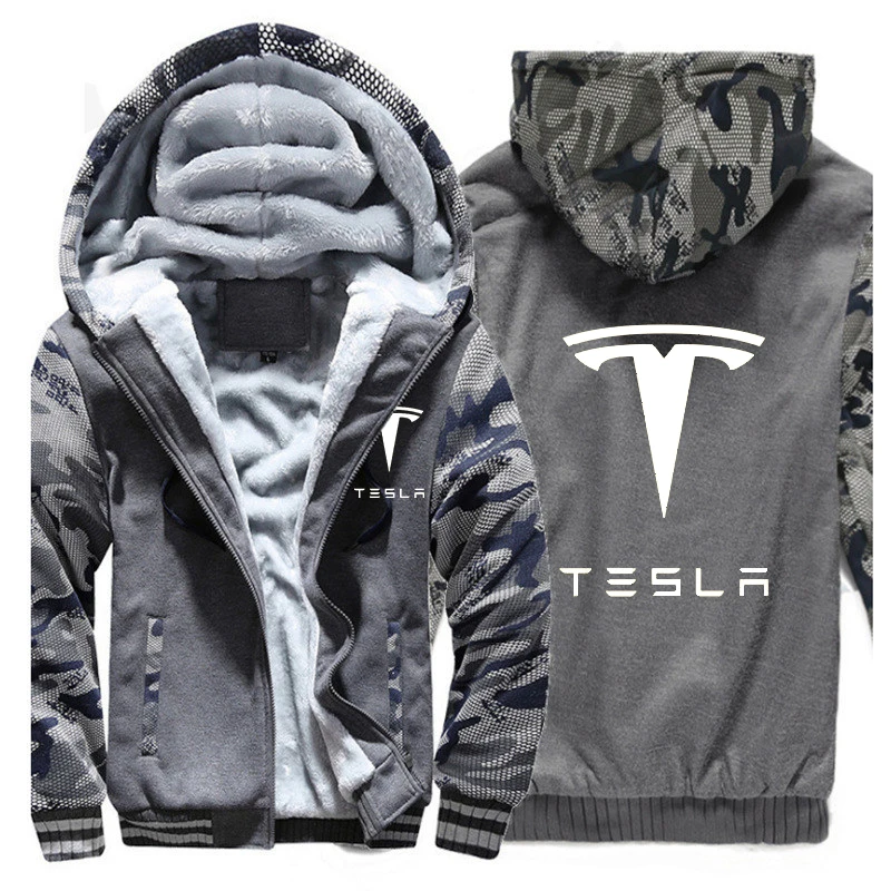 Новинка, толстовки на молнии, мужские, утепленные, Tesla Motors, фирменный логотип, дизайнерская, белая, с принтом, толстовка, спортивное пальто, мужская повседневная верхняя одежда, куртки - Цвет: 2