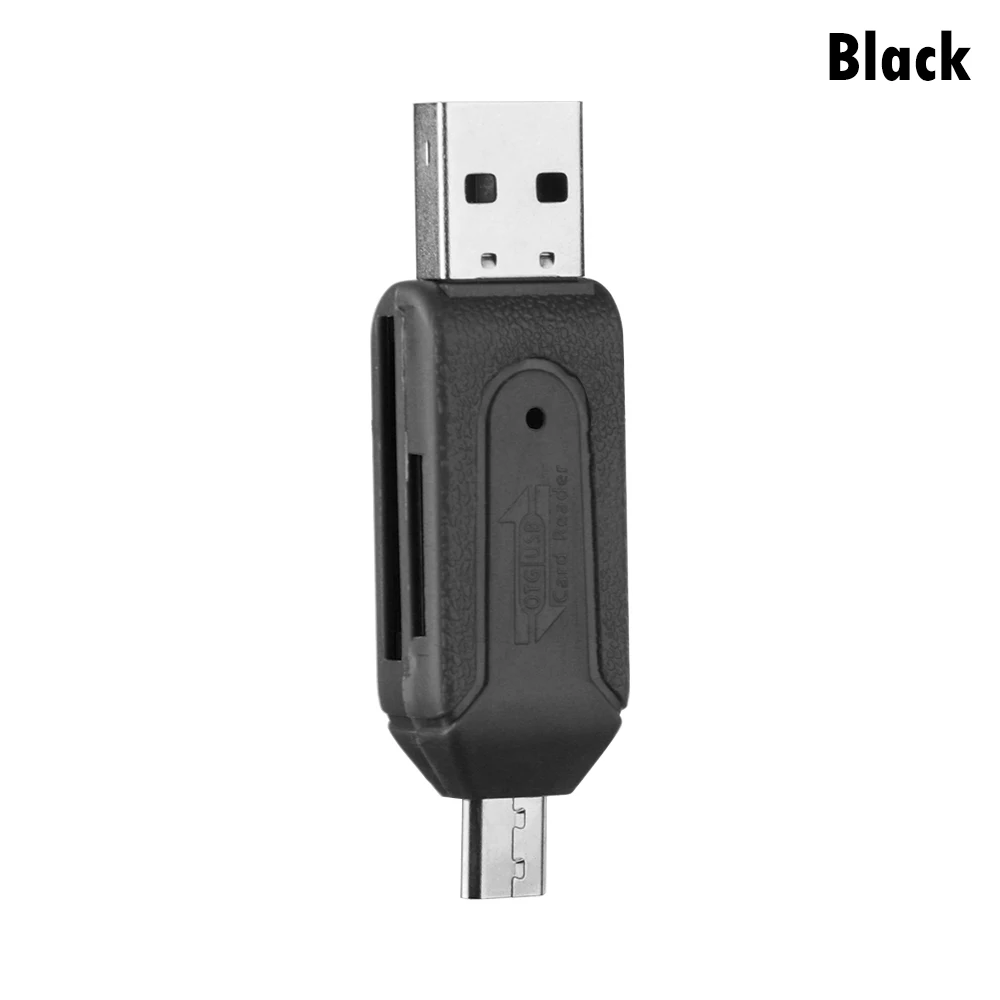 1 шт. 2 в 1 type-C и USB OTG Устройство для чтения карт памяти Универсальный Micro USB TF/SD кард-ридер телефонные удлинители адаптер Аксессуары - Цвет: Black