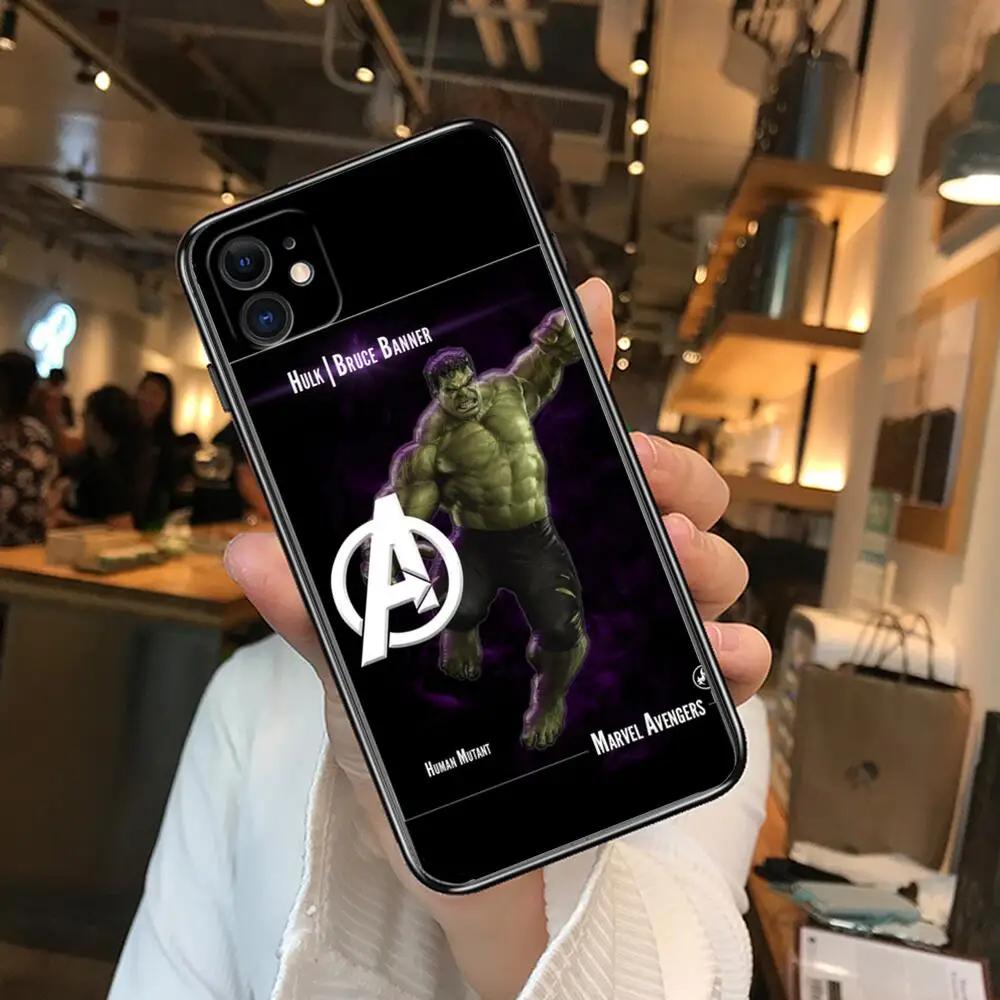 Фото Черный чехол для телефона Мстители для iphone 13 Pro Max, Чехол 12 11 Pro Max 8 PLUS 7PLUS 6S XR X XS 6 mini se, мобильный сотовый телефон №4