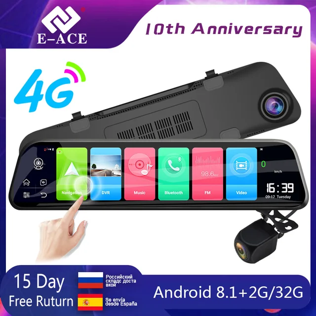 $US $103.42 E-ACE D14 Car Dvr 12 Inch 4G Android Rear View Mirror GPS Navigation Mirror dvr Car Camera Dash Cam