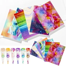 6 יחידות\סט 3D Holo אמנות ציפורן העברת מדבקת מסמר רדיד צבעוני להבת גרפיטי עיצוב DIY מים שקופיות נייל אמנות מדבקות(China)